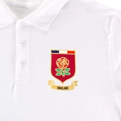 England Mens World Cup Classic Polo Shirt - White -Rugby Apparel rwc2023 england mens polo white badge