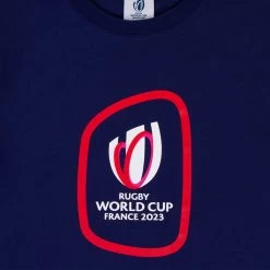 Kids Rugby World Cup 2023 Logo T-Shirt - Navy -Rugby Apparel rwc23 k logo tee print detail