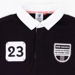 Mens New Zealand Rugby World Cup 2023 Rugby Shirt -Black Long Sl -Rugby Apparel rwc23 m new zealand rugby shirt front detail