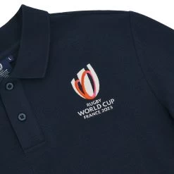 Rugby World Cup 2023 Macron Mens Polo Shirt - Navy -Rugby Apparel rwc23 m polo nvy front detail