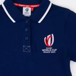Womens Rugby World Cup 2023 Logo Polo - Navy 8 Womens Rugby World Cup 2023 Logo Polo - Navy -Rugby Apparel rwc23 w logo polo front detail