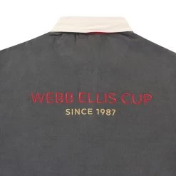 Mens Rugby World Cup 2023 Webb Ellis Striped Rugby Shirt - Black -Rugby Apparel rwc23 webb ellis shirt blk back dtail