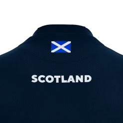 MACRON Scotland Mens Travel Polycotton T-Shirt - Navy 2023 -Rugby Apparel sco m cotton t shirt nvy back detail