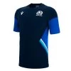 MACRON Scotland Mens Travel Polycotton T-Shirt - Navy 2023 2 MACRON Scotland Mens Travel Polycotton T-Shirt - Navy 2023 -Rugby Apparel sco m cotton t shirt nvy front