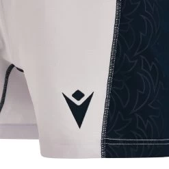 MACRON Scotland Mens Home Rugby Shorts - White 2023 -Rugby Apparel sco m home shorts macron detail