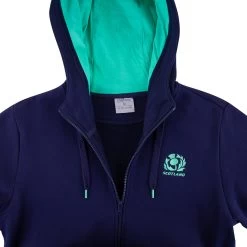 MACRON Scotland Mens Murrayfield Full Zip Hoodie - Navy 2023 -Rugby Apparel sco m murrayfield hoodie nvy collar detail