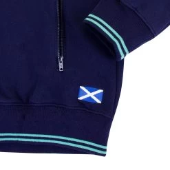 MACRON Scotland Mens Murrayfield Full Zip Hoodie - Navy 2023 -Rugby Apparel sco m murrayfield hoodie nvy hem detail