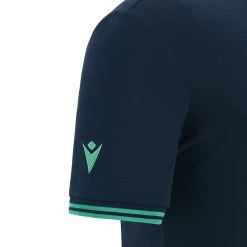MACRON Scotland Mens Murrayfield Polo - Navy 2023 -Rugby Apparel sco m murrayfield polo sleeve detail