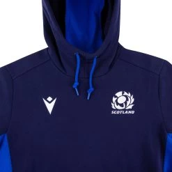 MACRON Scotland Mens Travel Pullover Hoodie - Navy 2023 9 MACRON Scotland Mens Travel Pullover Hoodie - Navy 2023 -Rugby Apparel sco m travel pullover hoodie nvy front detail