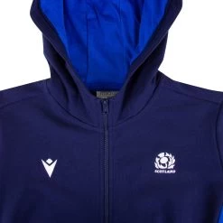 MACRON Scotland Womens Travel Full Zip Hoodie - Navy 2023 9 MACRON Scotland Womens Travel Full Zip Hoodie - Navy 2023 -Rugby Apparel sco w travel hoodie nvy front detail