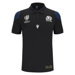 MACRON RWC 2023 Mens Scotland 200 Years Of Rugby Travel Polo - Black
