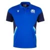 MACRON Scotland Mens Travel Tech Polo - Royal 2023 -Rugby Apparel scotland mens travel polo royal front