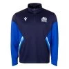 MACRON Scotland Mens Travel 1/4 Zip Fleece - Navy 2023 -Rugby Apparel scotland travel fleece mens front