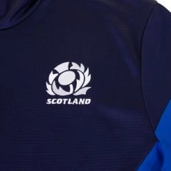 MACRON Scotland Mens Travel 1/4 Zip Fleece - Navy 2023 -Rugby Apparel scotland travel fleece quarter zip badge