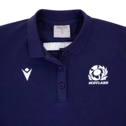 MACRON Scotland Womens Travel Polycotton Polo - Navy 2023 9 MACRON Scotland Womens Travel Polycotton Polo - Navy 2023 -Rugby Apparel scotland wmns travel polo navy collar
