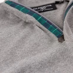 Glenmuir Scotland Mens Zip Neck Jumper – Cashmere Blend Grey -Rugby Apparel scotland zip neck jumper grey collar