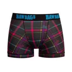 Bawbags Techno Tartan Mens Cool De Sacs Boxer Shorts - Black