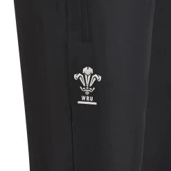 MACRON Wales Kids Travel Track Pants - Black 2023 -Rugby Apparel wal kids travel track pants blk wales badge