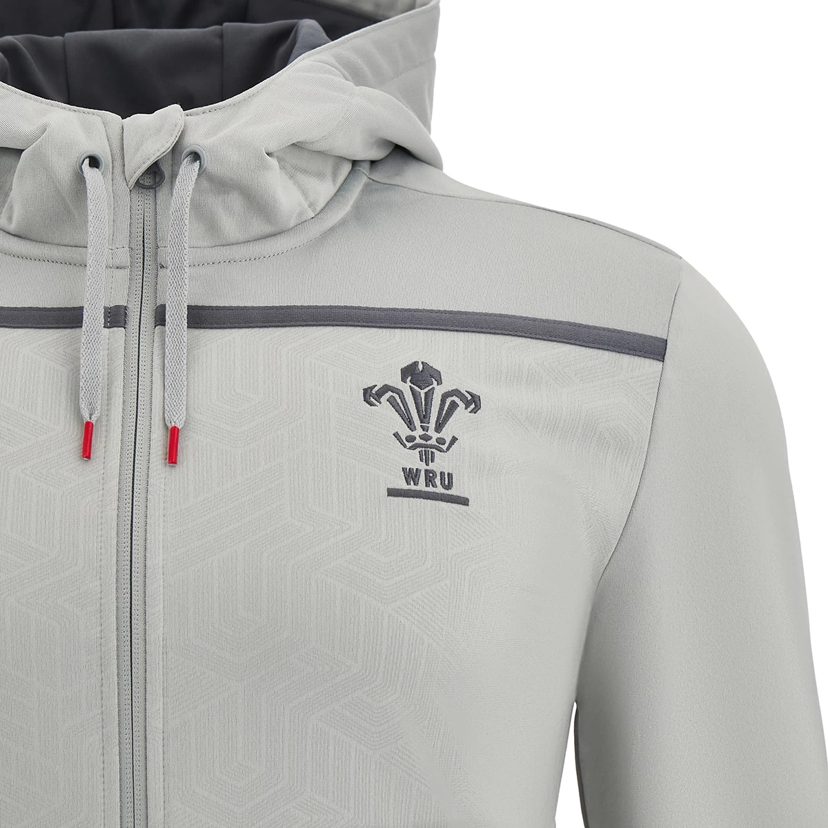 MACRON Wales Mens Travel Full Zip Hoodie - Grey 2023 5 MACRON Wales Mens Travel Full Zip Hoodie - Grey 2023 - Image 3