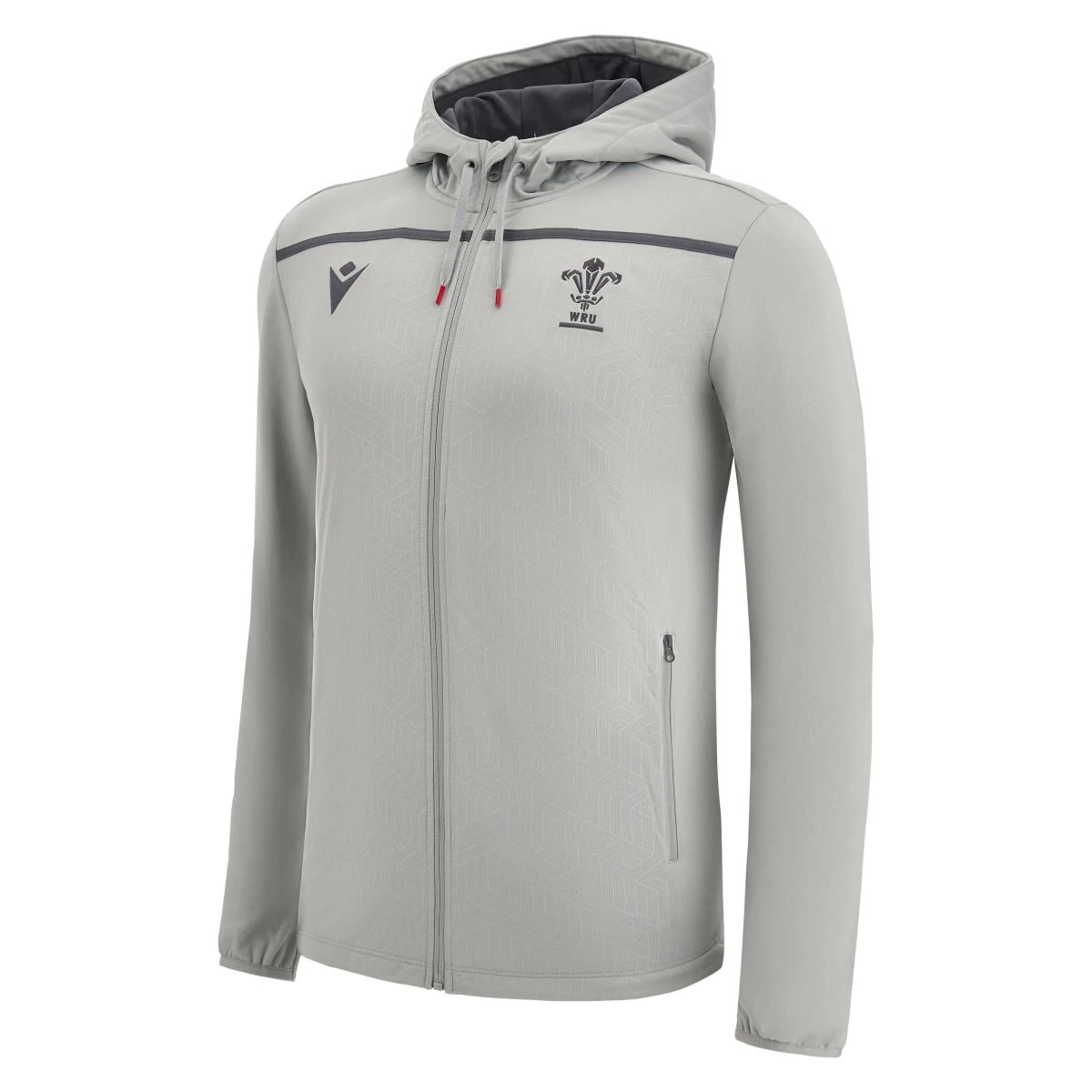 MACRON Wales Mens Travel Full Zip Hoodie - Grey 2023 3 MACRON Wales Mens Travel Full Zip Hoodie - Grey 2023