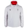 MACRON Wales Mens Padded Bomber Jacket - Grey 2023 -Rugby Apparel wal m padded bomber gry front