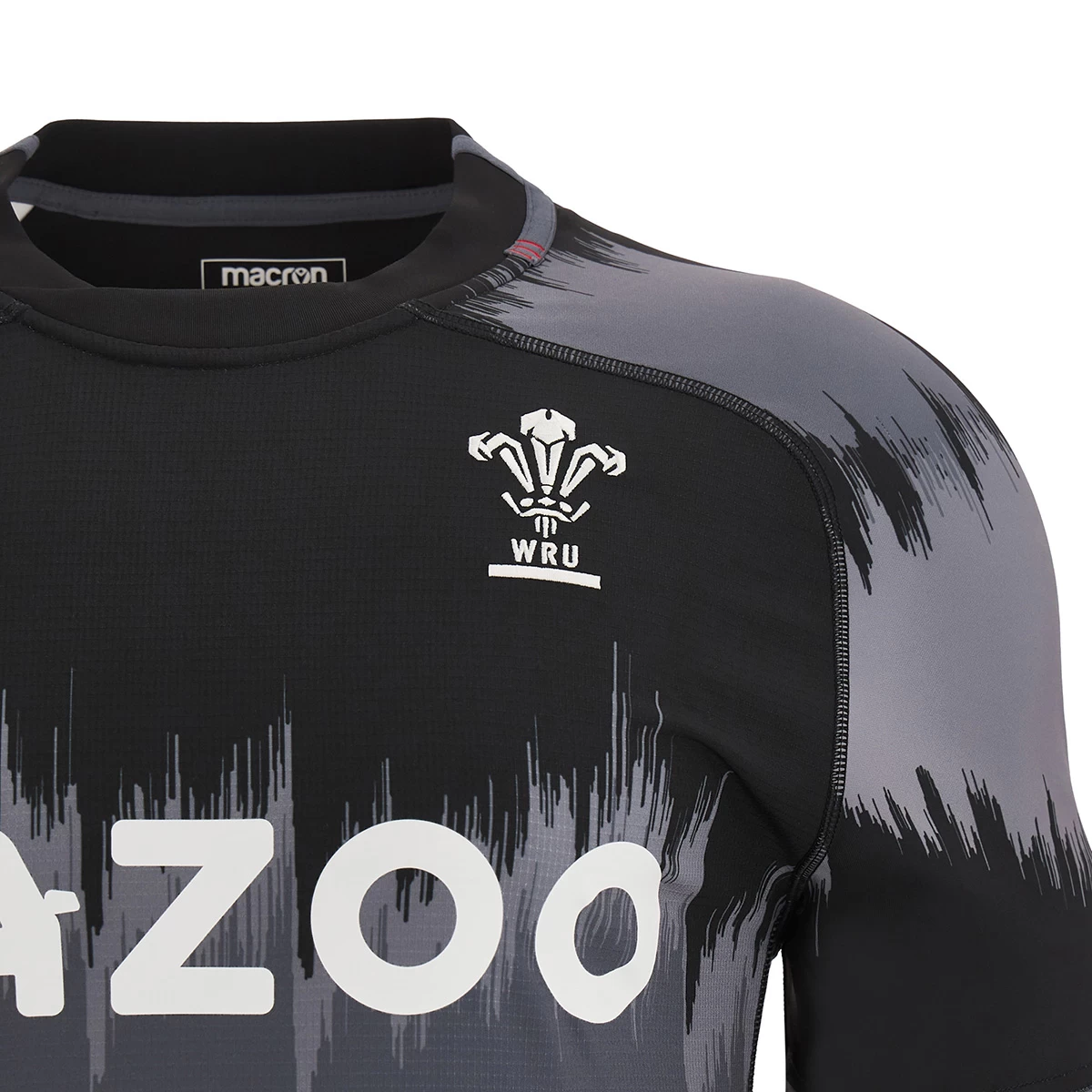 MACRON Wales Mens Training Rugby Shirt - Black 2023 5 MACRON Wales Mens Training Rugby Shirt - Black 2023 - Image 3