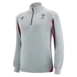 MACRON Wales Mens Travel 1/4 Zip Fleece - Grey 2023