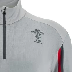 MACRON Wales Mens Travel 1/4 Zip Fleece - Grey 2023 8 MACRON Wales Mens Travel 1/4 Zip Fleece - Grey 2023 -Rugby Apparel wal m travel fleece gry wru