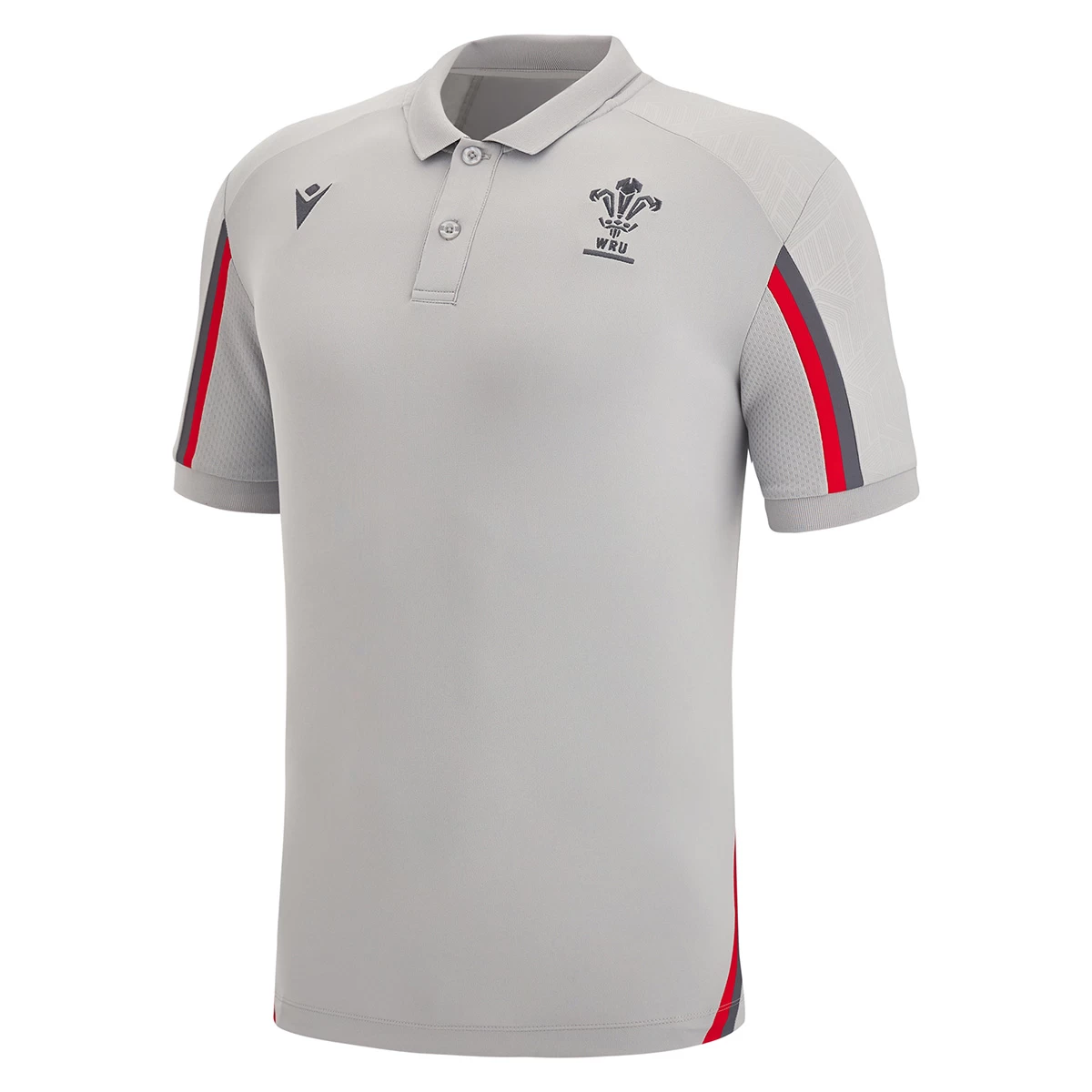 MACRON Wales Mens Travel Tech Polo - Grey 2023 3 MACRON Wales Mens Travel Tech Polo - Grey 2023
