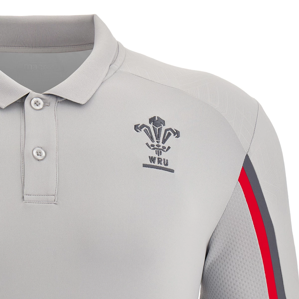 MACRON Wales Mens Travel Tech Polo - Grey 2023 5 MACRON Wales Mens Travel Tech Polo - Grey 2023 - Image 3