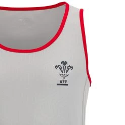 MACRON Wales Mens Training Gym Vest - Grey 2023 -Rugby Apparel wal men training gym singlet grey wales badge