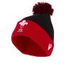 MACRON Wales Adults Pom Pom Beanie - Red 2023 -Rugby Apparel wal pom pom beanie red front