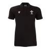 MACRON Wales Womens Leisure Polo - Black 2023 -Rugby Apparel wal w leisure polo blk front
