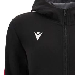 MACRON Wales Womens Leisure Full Zip Hoodie - Black 2023 -Rugby Apparel wal women leisure hoodie blk macron badge