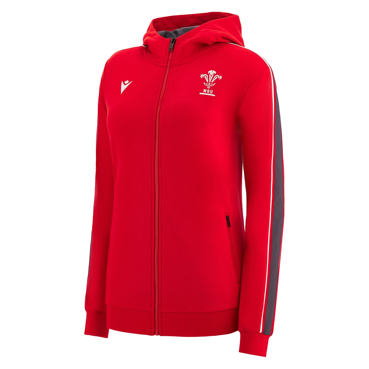 MACRON Wales Womens Leisure Full Zip Hoodie - Red 2023 3 MACRON Wales Womens Leisure Full Zip Hoodie - Red 2023