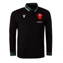 MACRON Wales Mens Classic Alternate Rugby Shirt - Long Sleeve Black 202