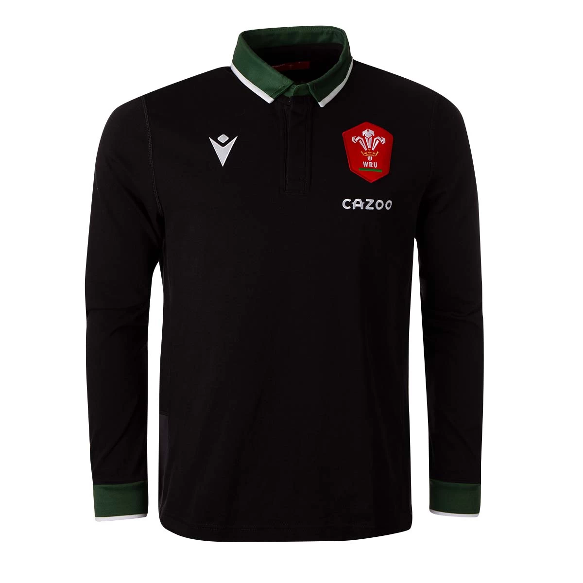MACRON Wales Mens Classic Alternate Rugby Shirt - Long Sleeve Black 202 3 MACRON Wales Mens Classic Alternate Rugby Shirt - Long Sleeve Black 202