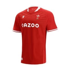MACRON Wales Kids Home Rugby Shirt - Short Sleeve Red 2023