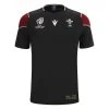 MACRON RWC 2023 Mens Wales 200 Years Of Rugby Training Gym T-Shirt -Rugby Apparel wales mens 200years t shirt black front