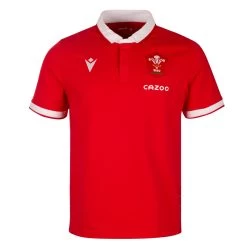 MACRON Wales Mens Classic Home Rugby Shirt - Short Sleeve 2023