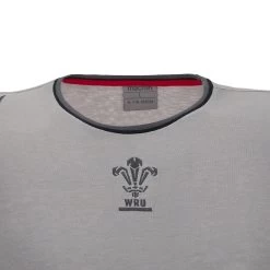 MACRON Wales Mens Leisure Cotton Tee - Grey 2023 -Rugby Apparel wales mens leisure tee grey collar