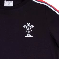 MACRON Wales Womens Leisure Cotton Tee - Black 2023 -Rugby Apparel wales womens leisure tee black badge