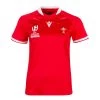MACRON Wales Womens Rugby World Cup Home Rugby Shirt - Red Short Sleeve -Rugby Apparel wales wrwc home rugby shirt red front