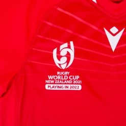 MACRON Wales Womens Rugby World Cup Home Rugby Shirt - Red Short Sleeve -Rugby Apparel wales wrwc home rugby shirt red rwc2022